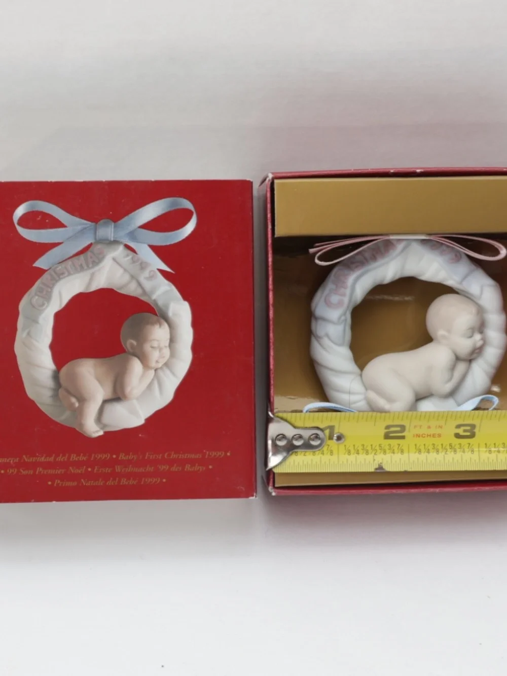 Vintage 1999 Lladro Baby's First Christmas Porcelain Figurine Ornament 16694